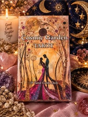 Cosmic Garden Tarot Deck - Illustrated 78-Card Deck - Gold & Purple Art